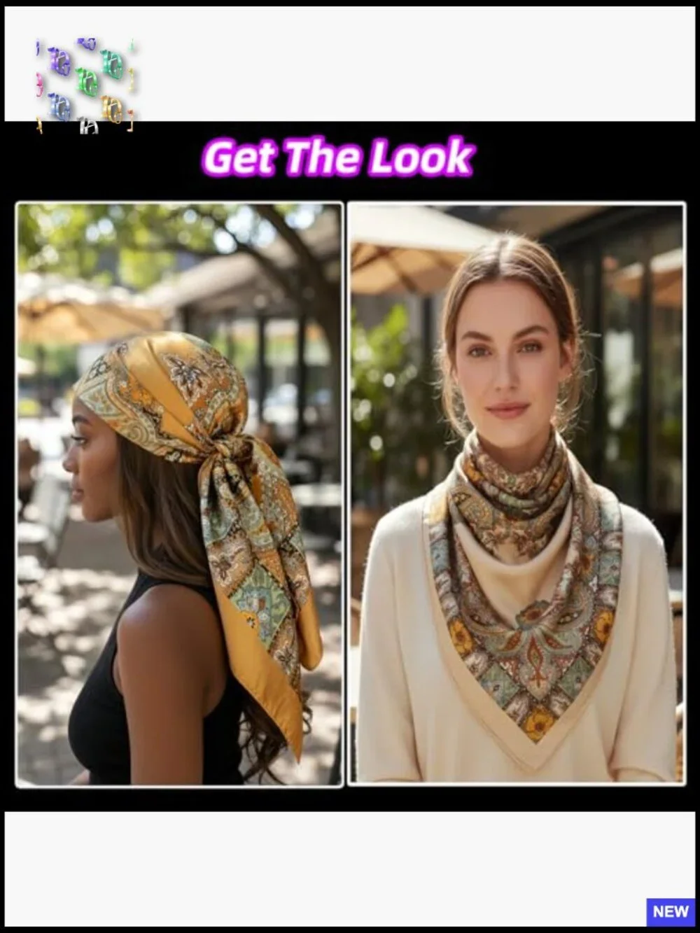 Silk Feel Square Head Scarf Set Versatile Bandanas Hair Wrapping Neck Shawl Y2K